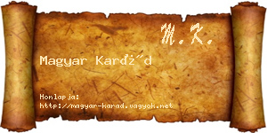 Magyar Karád névjegykártya